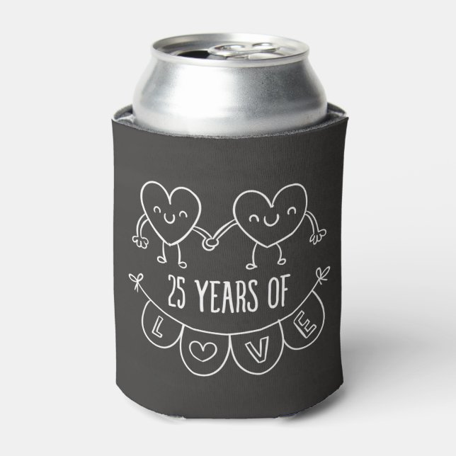 25. Geburtstag Geschenk Chalk Herzen Dosenkühler (Kanne Vorderseite)
