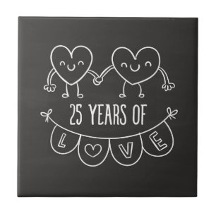 25. Geburtstag Geschenk Chalk Herzen Fliese
