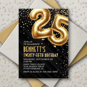 25. Geburtstag Gold Black Einladung