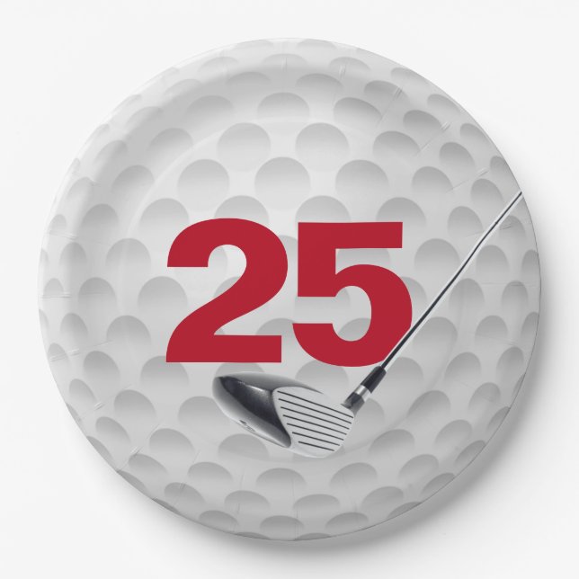 25. Geburtstag Golf Ball Design Paper Plate Pappteller (Vorderseite)
