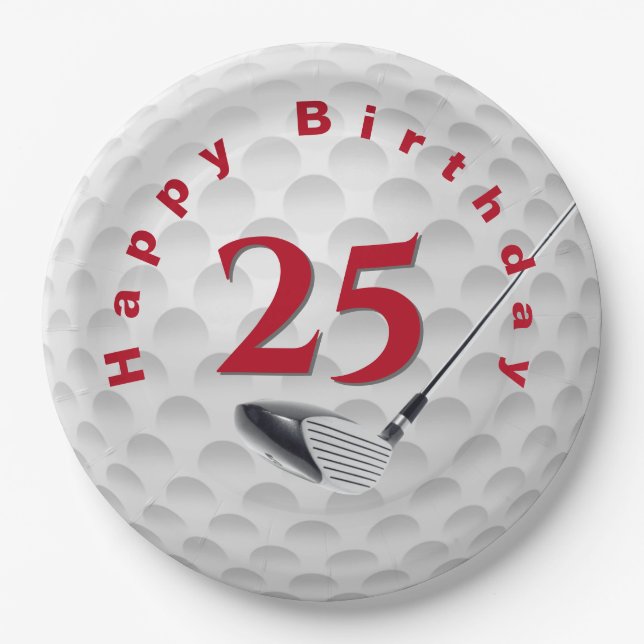 25. Geburtstag Golf Ball Design Paper Plate Pappteller (Vorderseite)