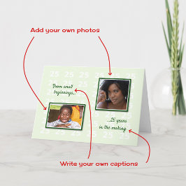 25. Geburtstag Ihre Fotos und Text grün Karte