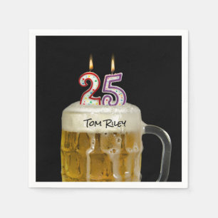 25. Geburtstag Kerzen in Bier Serviette