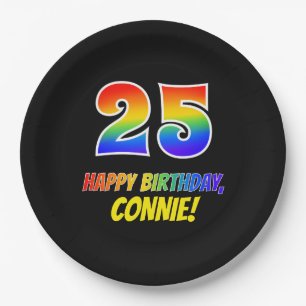 25. Geburtstag: kühl, Spaß, einfach, Regenbogen 25 Pappteller