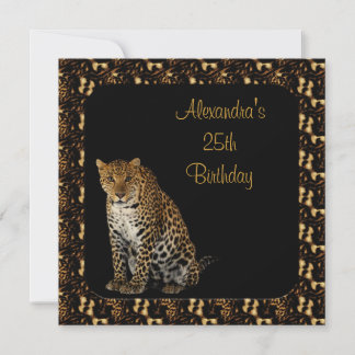 25. Geburtstag Leopard mit Tierdruckrahmen Einladung