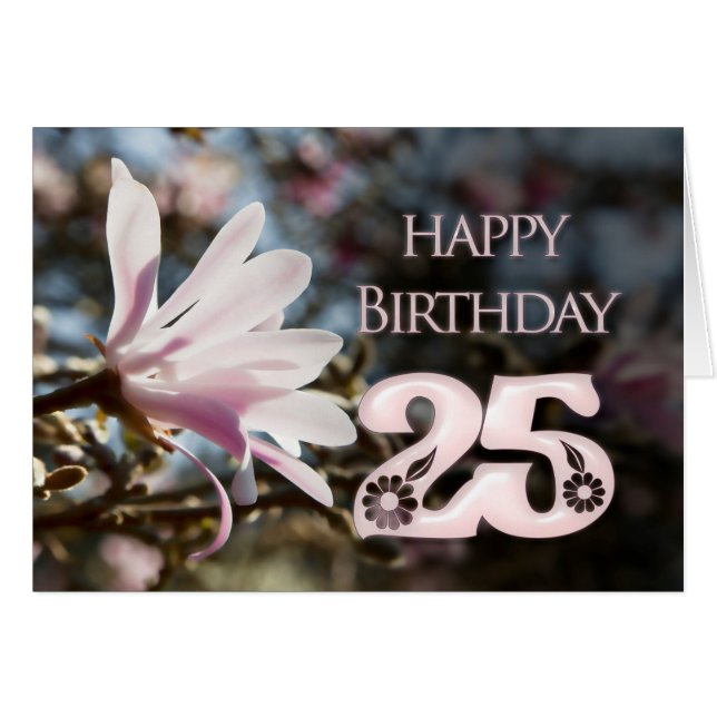 25. Geburtstag mit Magnolie (Vorderseite (Horizontal))
