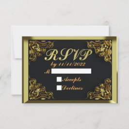 25. Geburtstag oder Jubiläum Regal Gold und Black RSVP Karte