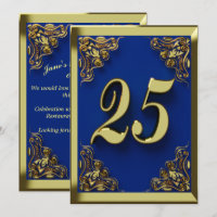 25. Geburtstag Regal Gold Blue Gruß oder