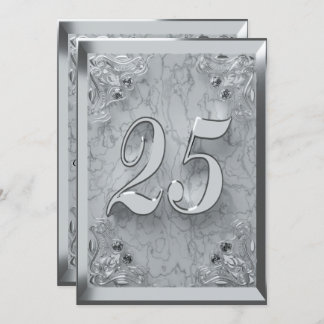 25. Geburtstag Regal Silver Marble Gruß oder Einladung