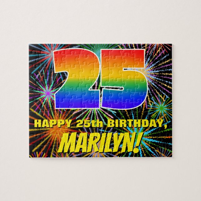 25. Geburtstag: Spaß, bunte feierliche Feuerwerke (Horizontal)