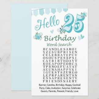 25. Geburtstag Word Search Game