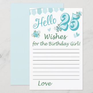 25. Geburtstag Wünsche für das Geburtstagsmädchen