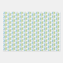 25. Geburtstag Zahlen Grün Blau Geschenkpapier Set
