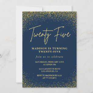 25. Geburtstagseinladungen Gold Navy Glitzer Einladung