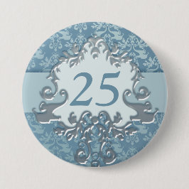 25. Geburtstagszeit Damastelefant silberblau Button