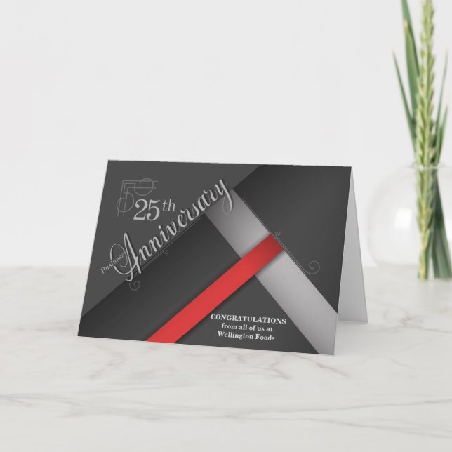 25. Geschäftsjubiläum Grayscale Herzlichen Glückwu Karte (Vorderseite)