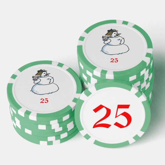 25 gestreifter Poker-Chip für Schneeschön Pokerchips (Stapel)