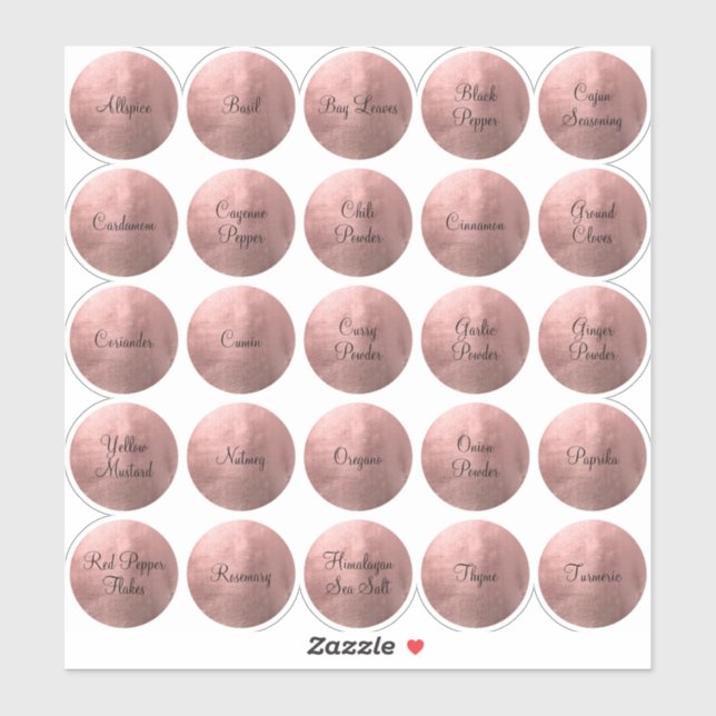 25 Gold Circle Spice in Schwarz und Rose Aufkleber (Blatt)