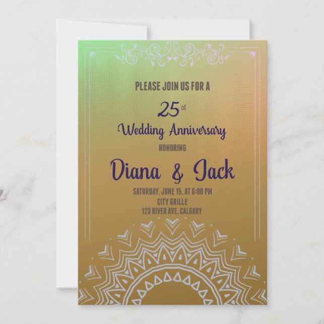 25. Golden Horizon acryllics Art Jubiläum Einladung (Vorderseite)