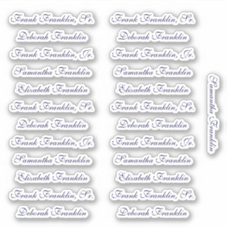 25 Guest Names Elegant Navy English P Calligraphy Aufkleber