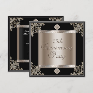25. Hochzeit Jubiläum Art Deco Black Sepia Einladung