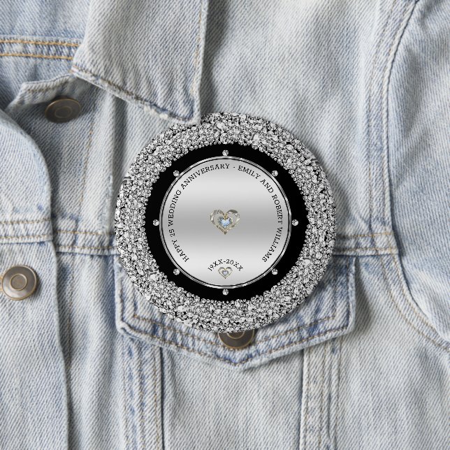 25. Hochzeit Jubiläum weiße Diamanten & Silber Button (Beispiel)
