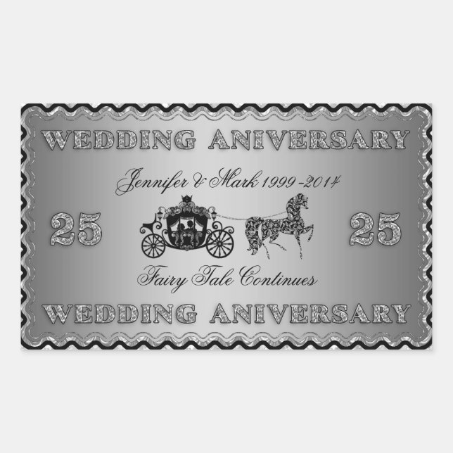 25. Hochzeit zum Jahrestag der Hochzeit Rechteckiger Aufkleber (Vorderseite)