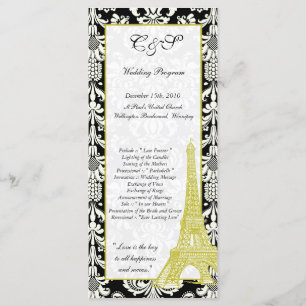 25 Hochzeiten in Paris Black Damask-Programmen Programm