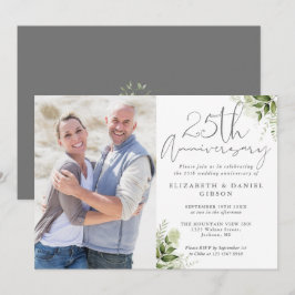 25. Hochzeitsjubiläum Blumiges Silberfoto Einladung