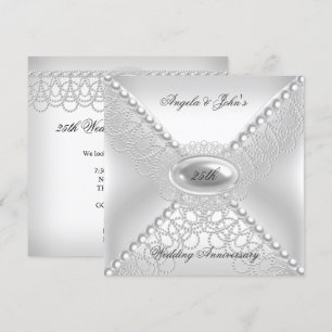 25. Hochzeitsjubiläum Elegante Perle Weiß Einladung
