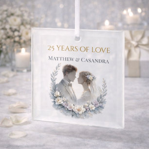 25. Hochzeitsjubiläum Erbstück-Feier Ornament Aus Glas