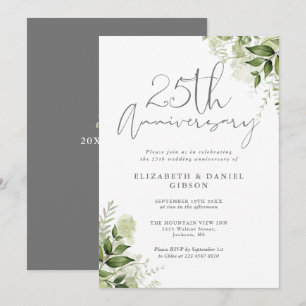 25. Hochzeitsjubiläum Grün Silber Schrift Einladung