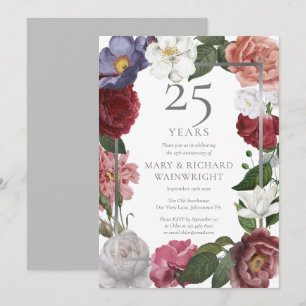 25. Hochzeitsjubiläum Rosenblumengarten Einladung