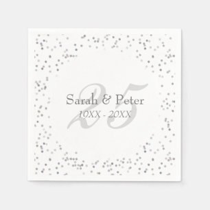 25. Hochzeitsjubiläum Silber Stardust Konfetti Serviette