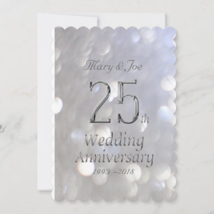 25. Hochzeitsjubiläum Silberne Bokeh-Typografie Karte