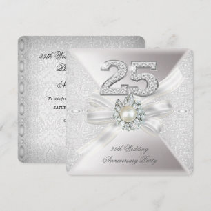 25. Hochzeitsjubiläumsfeier Perlen Silber Einladung