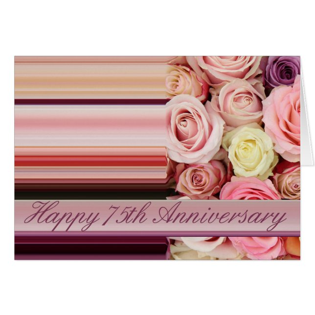 25. Hochzeitskarte - Pastellstreifen für Rose (Vorderseite (Horizontal))