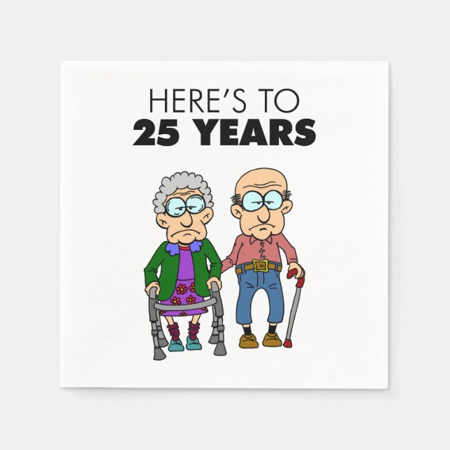 25. Hochzeitstag alt Serviette (Vorderseite)