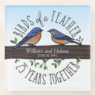 25. Hochzeitstag, Bluebirds of a Feather Glasuntersetzer