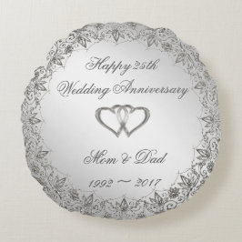 25. Hochzeitstag blüh Silber Rundes Kissen