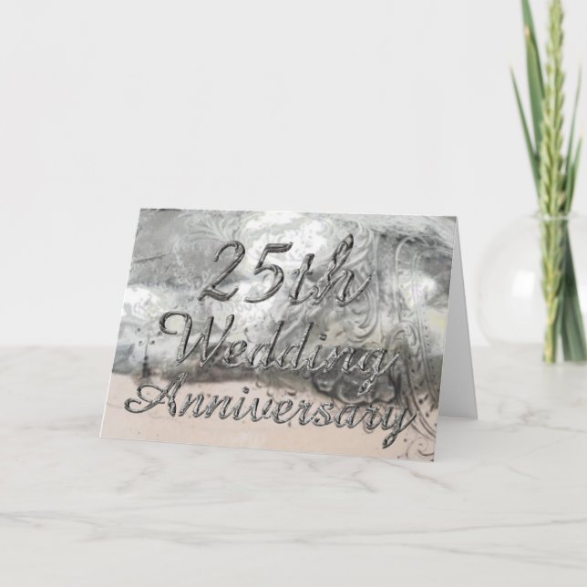 25. Hochzeitstag Chic Silver Typografie Karte (Vorderseite)