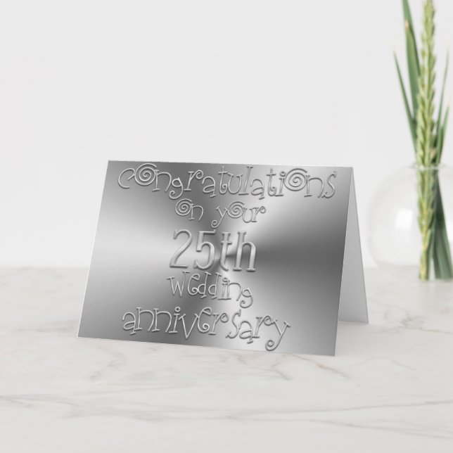25. Hochzeitstag Chic Silver Typografie Karte (Vorderseite)