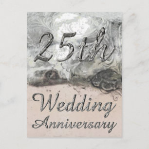 25. Hochzeitstag Chic Silver Typografie Postkarte