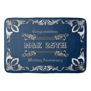 25. Hochzeitstag Classic Book Cover Silver Badematte