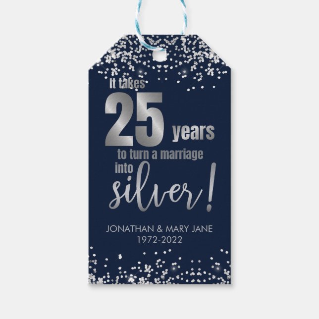 25. Hochzeitstag Danke Geschenkanhänger (Vorderseite)