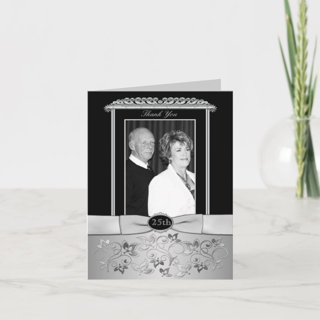 25. Hochzeitstag Dankeschön Card mit Foto Dankeskarte (Vorderseite)