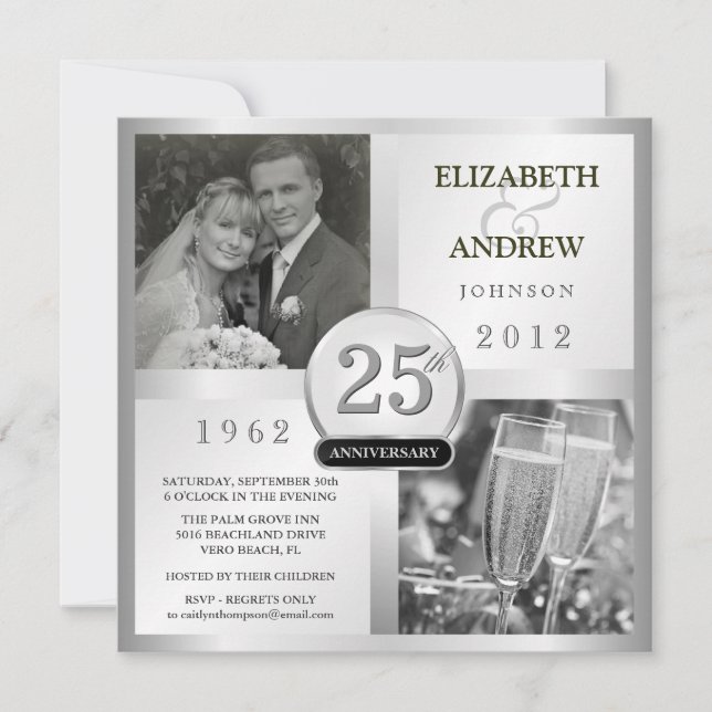 25. Hochzeitstag - Einladungen zum Foto (Vorderseite)
