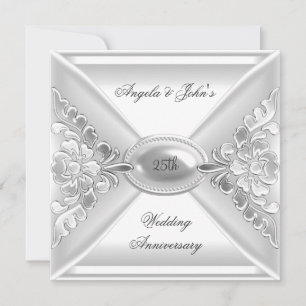 25. Hochzeitstag Elegant Silver White Einladung