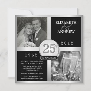 25. Hochzeitstag Elegantes Foto Einladungen