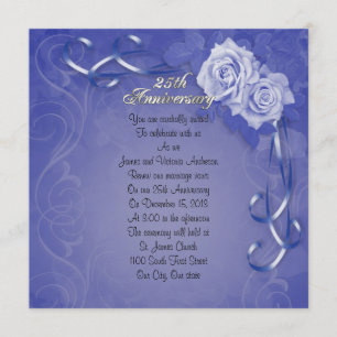 25. Hochzeitstag Erneuerung der Ehegelübde blaue R Einladung